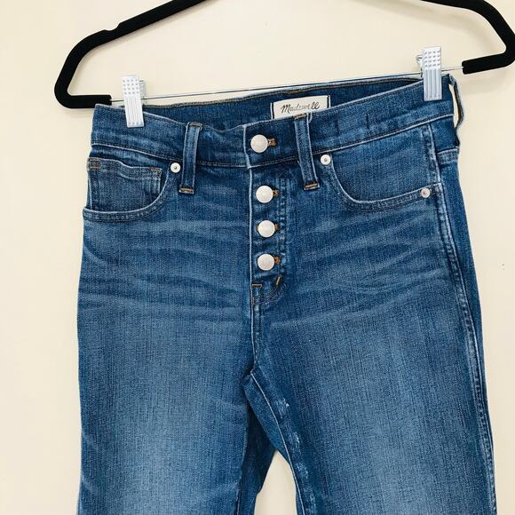 Madewell Slim Straight Jeans Distressed Button-Front Edition Blue Women Size 26 - Picture 6 of 12